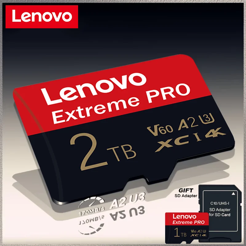 

Lenovo 2TB 1TB Micro TF SD-карта 256 ГБ Micro TF/SD-карта класса 10 Высокоскоростная SD-карта 128 ГБ Флэш-памяти TF-карта 512 ГБ для планшета