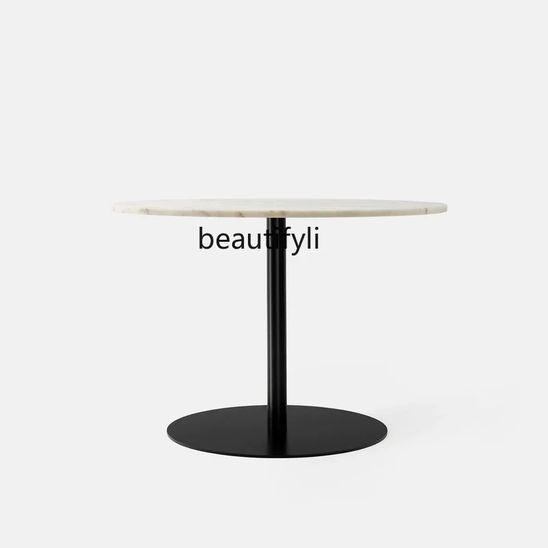 Nordic Modern Minimalist Terrazzo Side Table Model Room Coffee Shop round Wrought Iron Tea Table