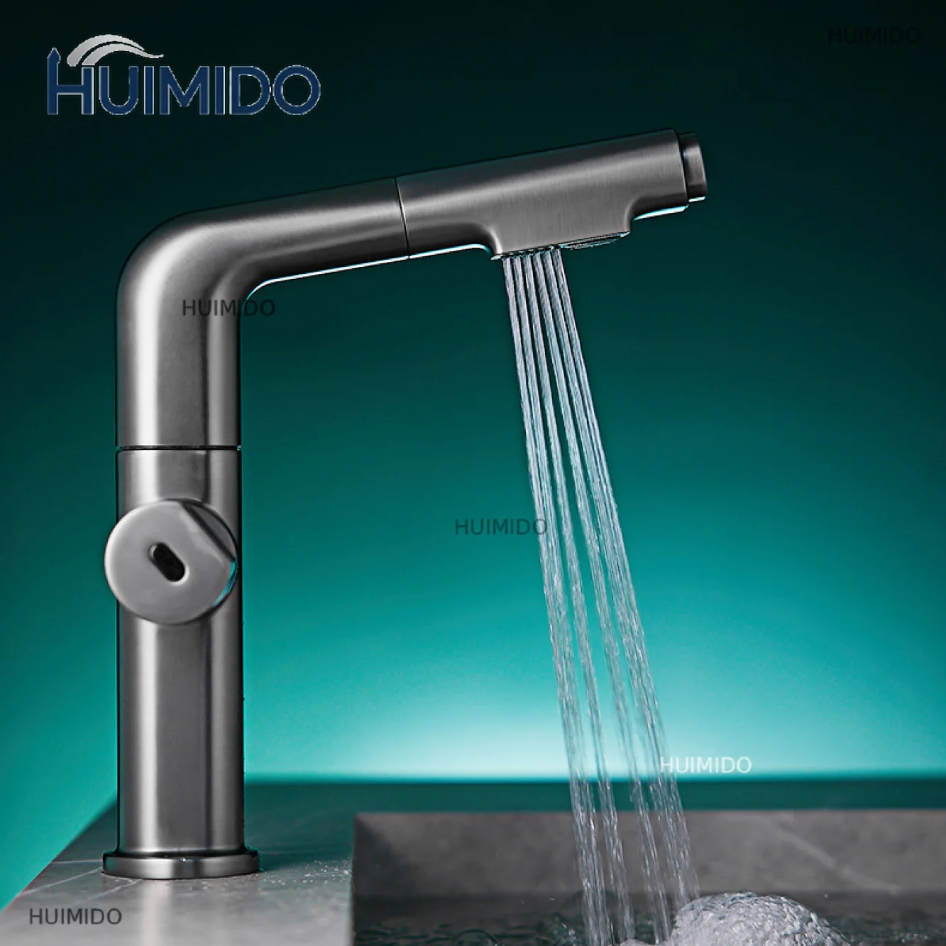 Functional Black Bathroom Faucet Intelligent Induction Digital Display Design Cold and Hot Dual Control Dial Out Basin Tap