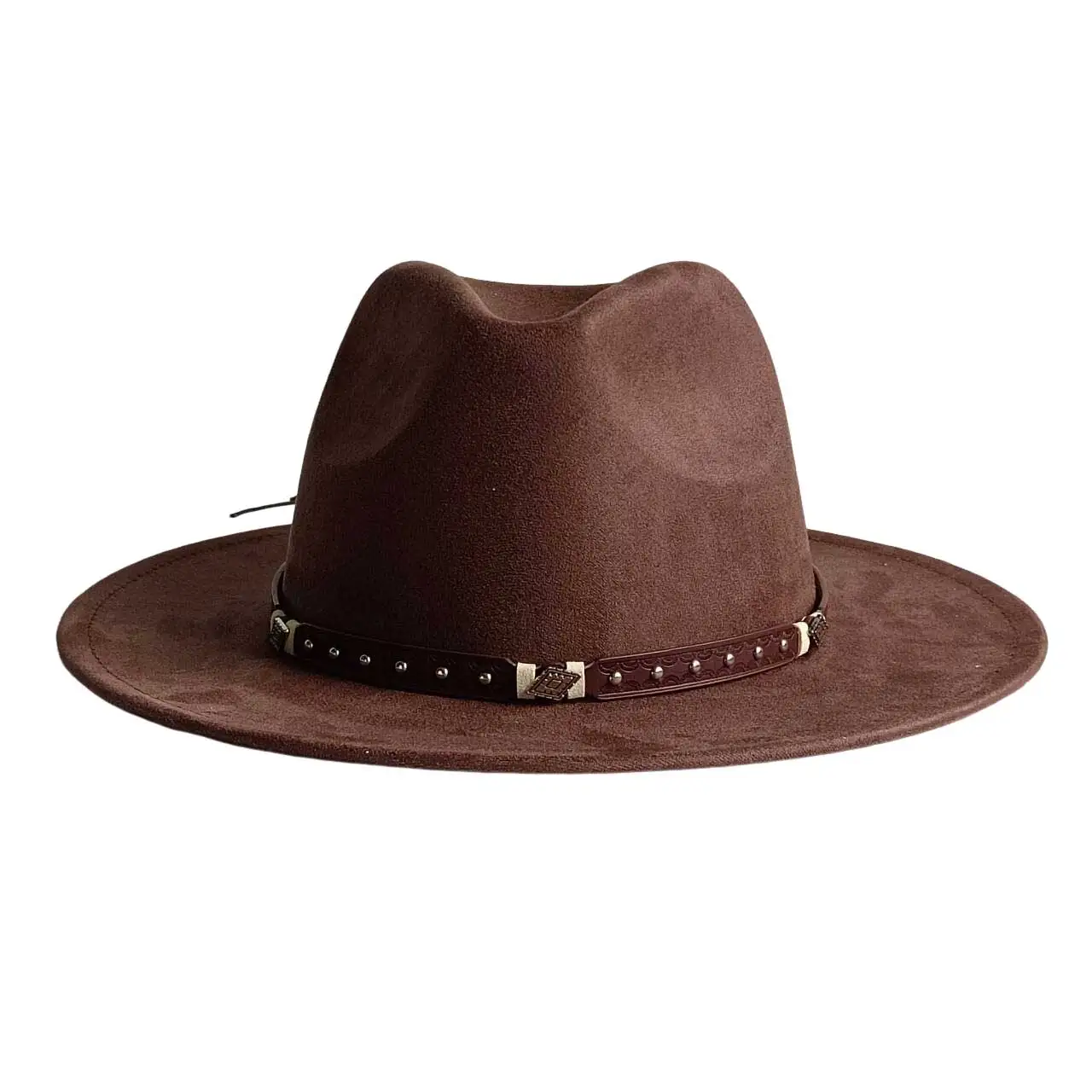 Dark brown Vegan Suede  fedora  hat new accessories autumn and winter Panama jazz hat  Fedora hat burning fedora