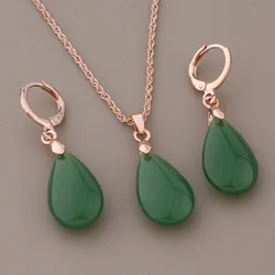 New Fashion Hanging Earrings Sets for Women 585 Rose Gold Color High Quality Luxury Elegant Women's Jewelry Set