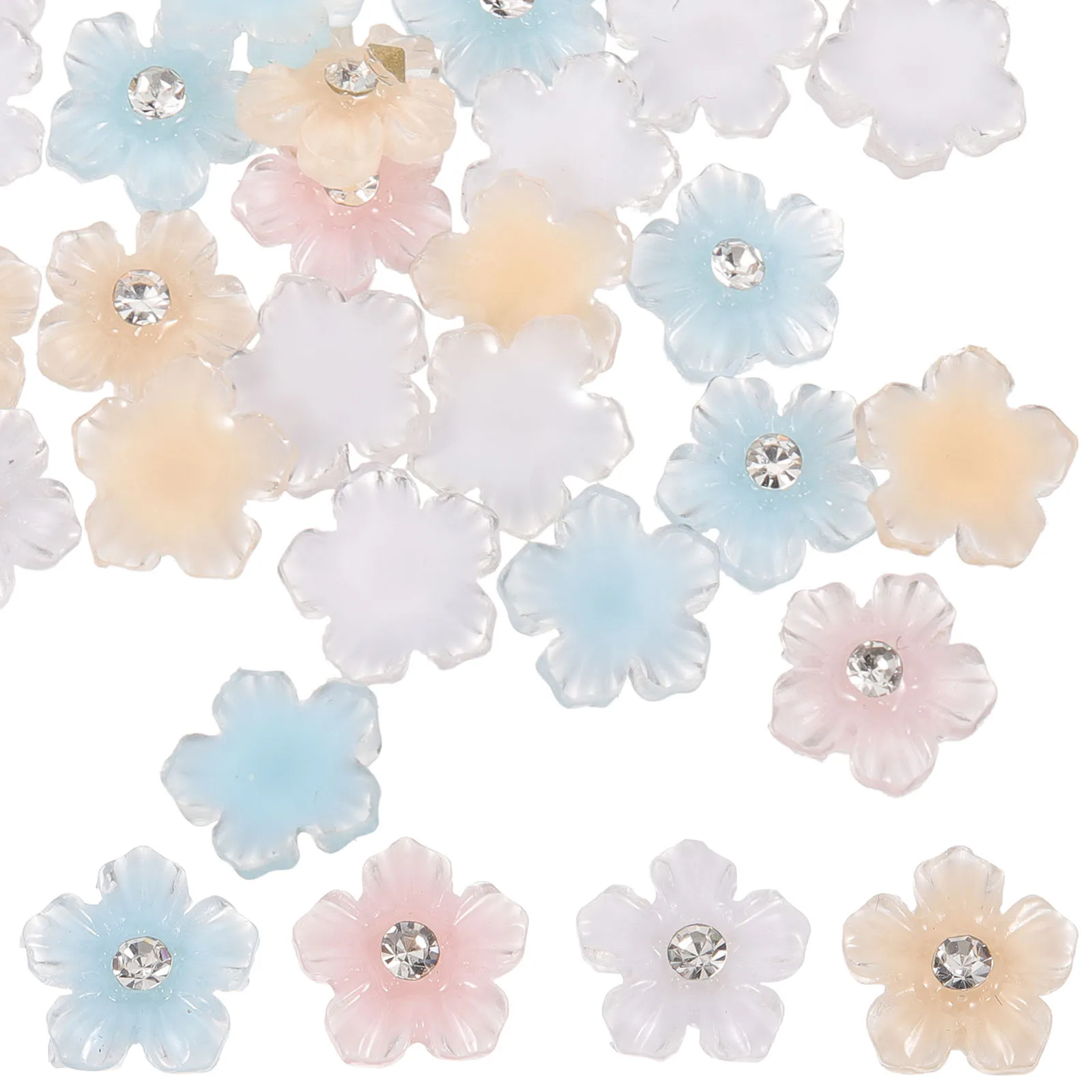 

2 Bags Ice Transparent Resin Rhinestones 3D Nail Charms Acrylic Nails Decorations Flower Accessories Art Jewels Elegant