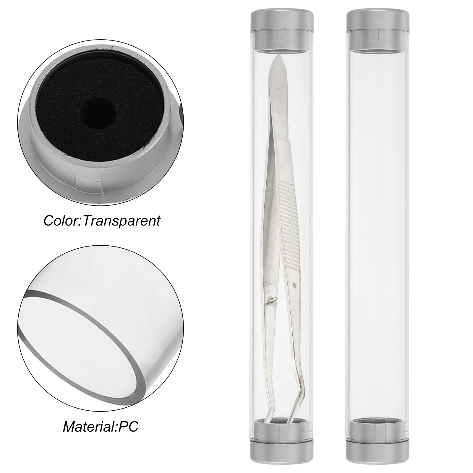 Transparent Tweezer Storage Tube with Cap for Eyelash Tweezers Organizer Box Lash Extension Tool Holder Small Travel Container