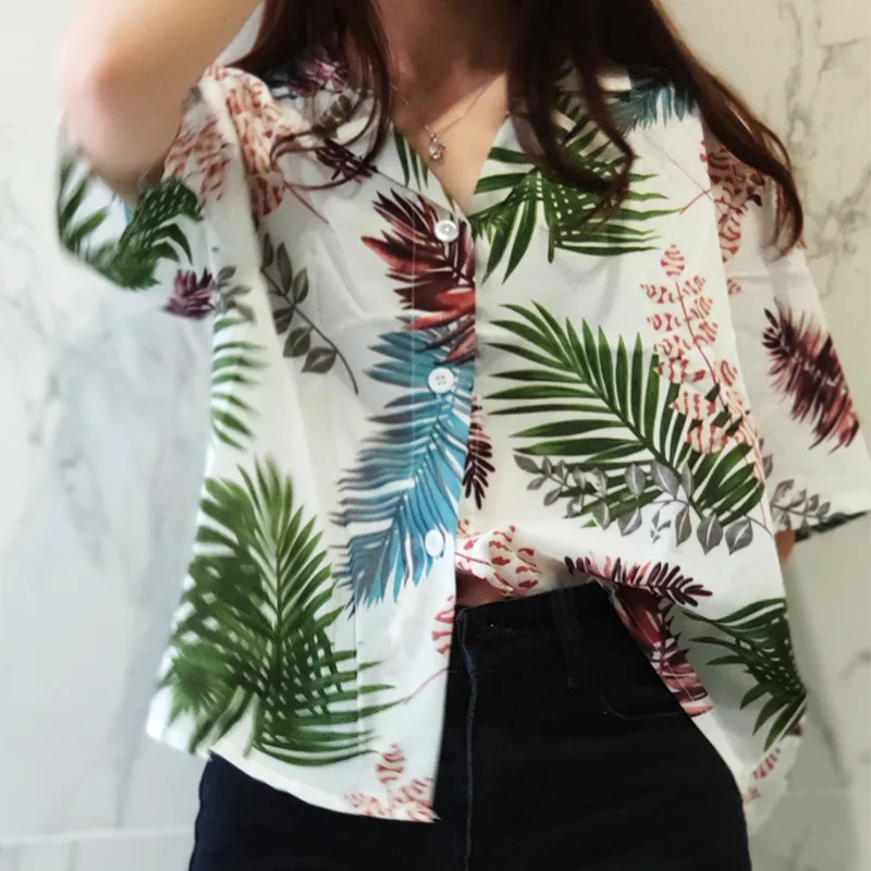 GELITAYIN Women's Fashion Casual Loose Short Sleeve Shirt New Summer Retro Hong Kong Style T-shirt Hip Hop Alphabet Print Shirt
