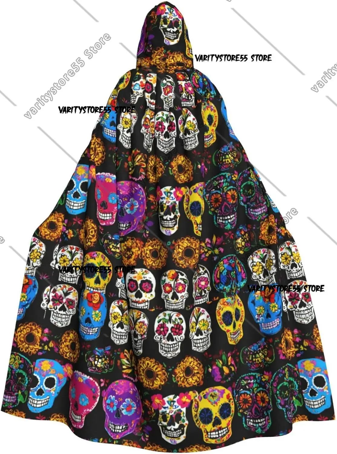 

Накидка унисекс с капюшоном и принтом черепа розы идеально подходит для ролевых костюмов на Хэллоуин