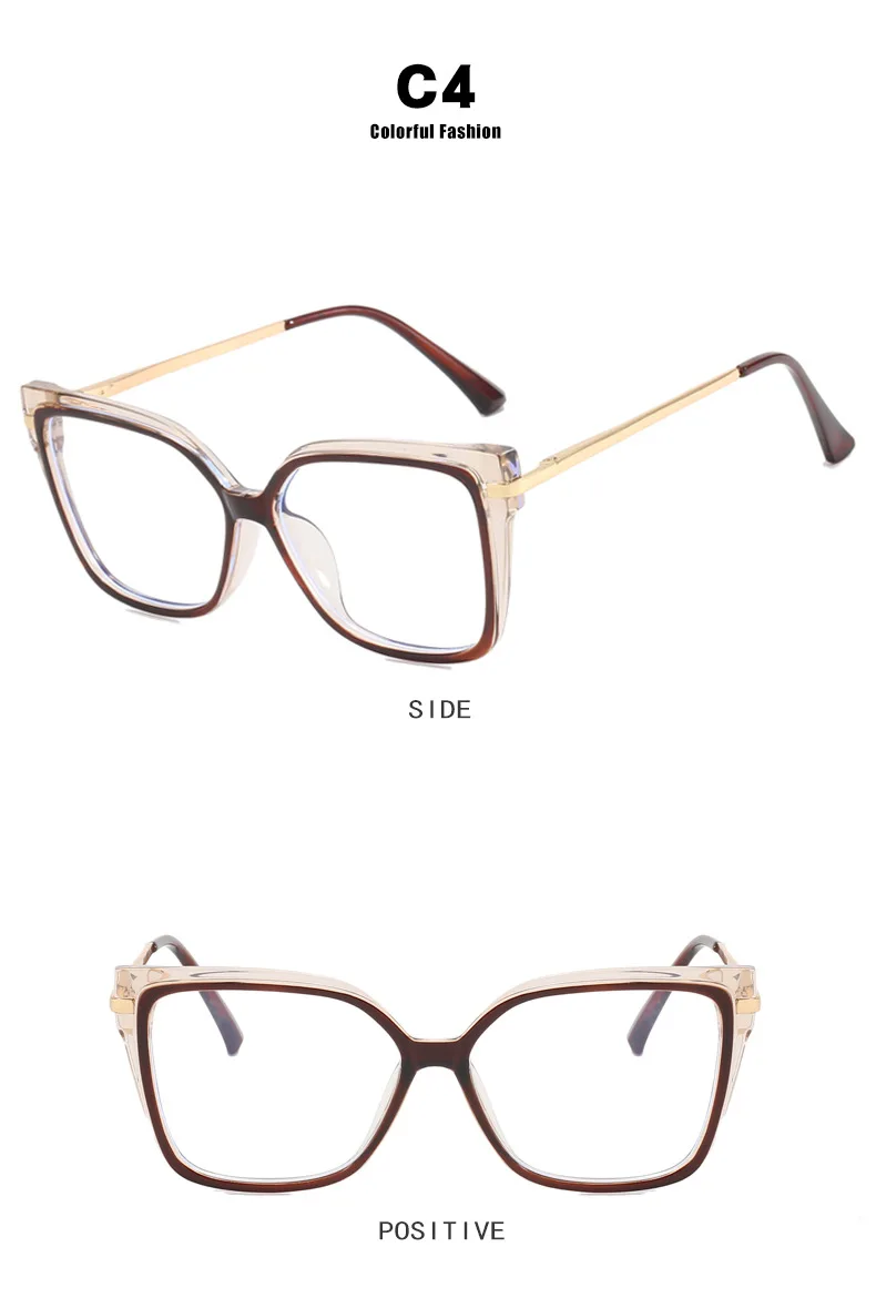 Modische Quadratische Cat-Eye-Brillenfassung aus TR90, 2025 Neue Mehrfarbige Option, Flachspiegel, Damen-Trendmodell, Einfache Blumenbrille – Detail 9