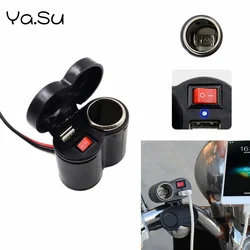 Motorcycle USB Handlebar Charger With Waterproof Cover With Lighter Adapter Power Supply Socket For Mobile Phone Charging Tool