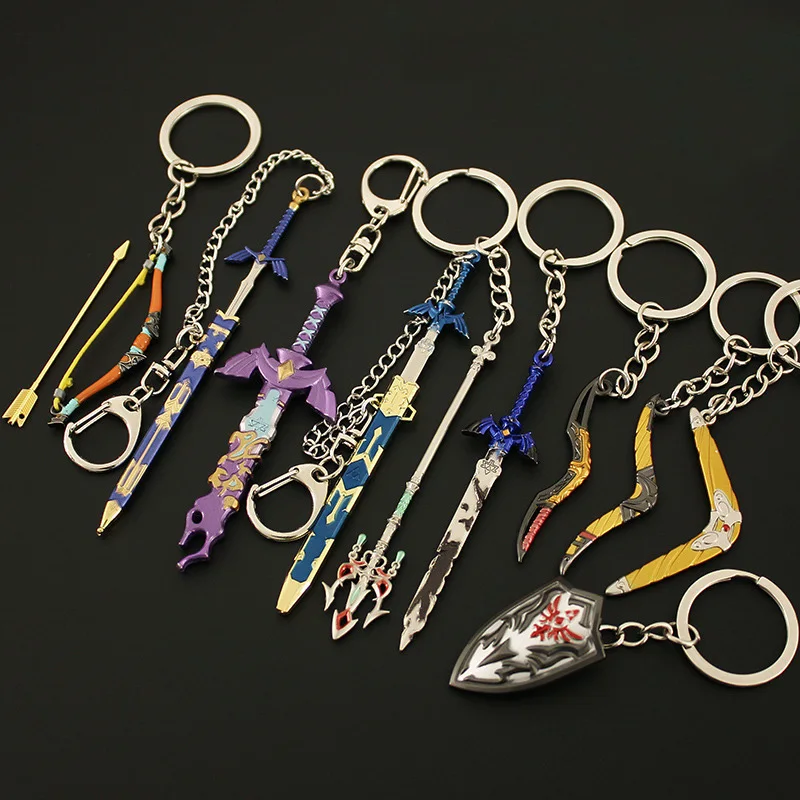 Legend of Zelda Windcleaver Scimitar of the Seven Pendant Keychain for Men Boys Metal Enamel Key Ring Fans Collectible Jewelry