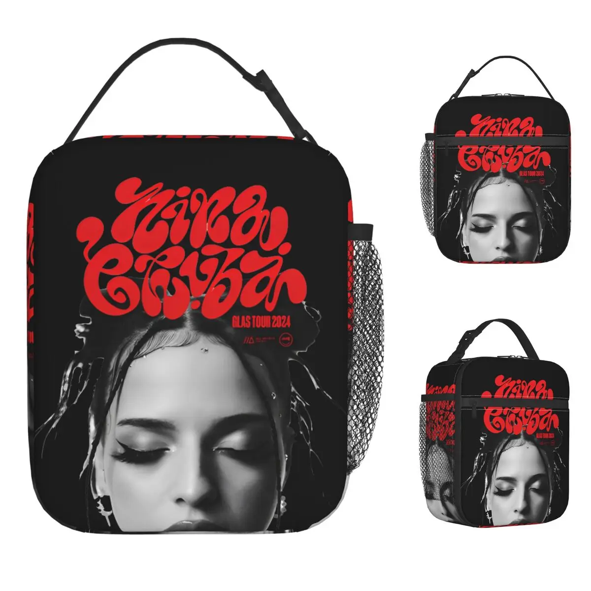 

Nina Chuba Lunch Bag Portable Zipper Lunch Box Adult School Print Cooler Bag Aesthetic Oxford Thermal Tote Handbags