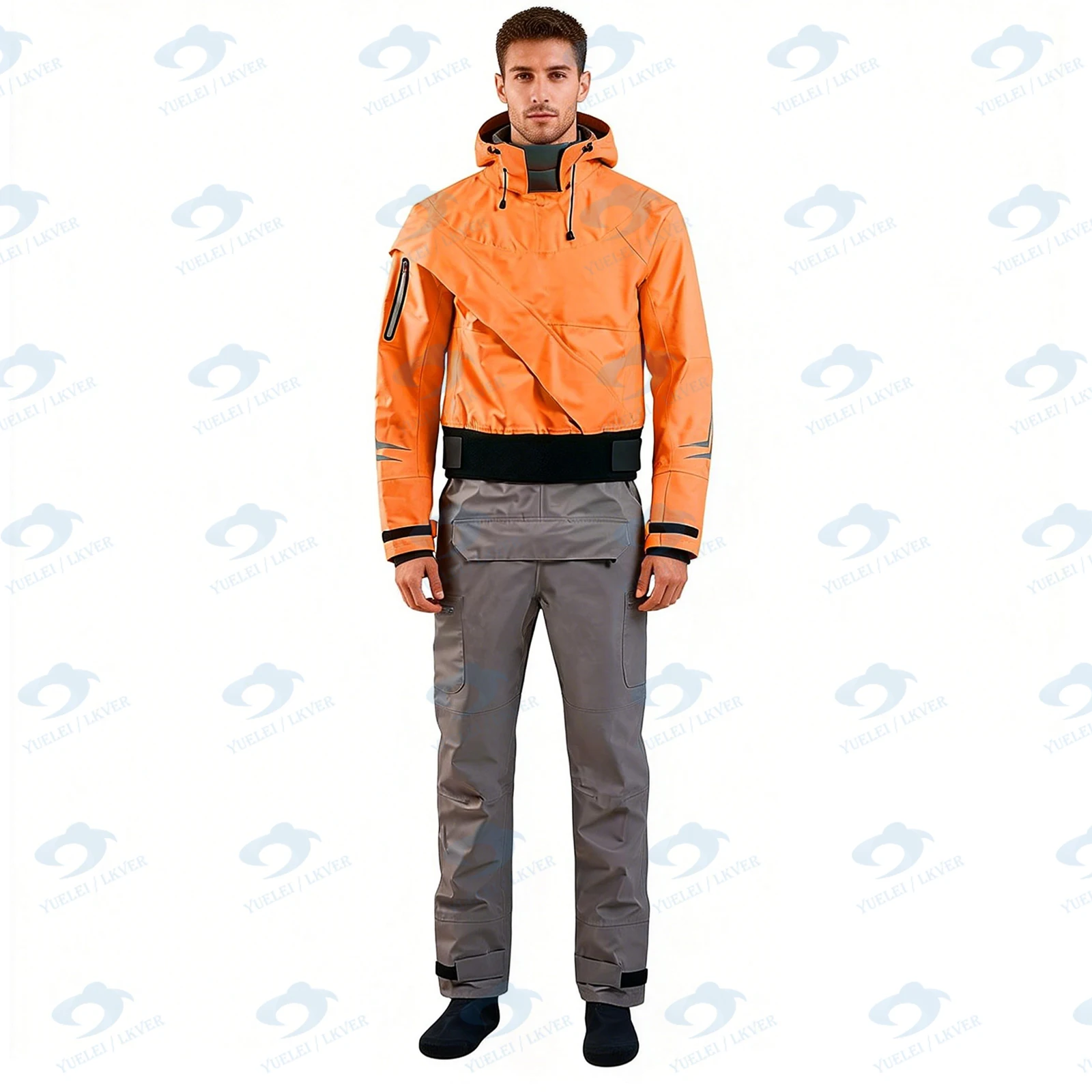 

Сухой гидрокостюм профессионально водонепроницаемый и можно переместить свободно без страха холодного.