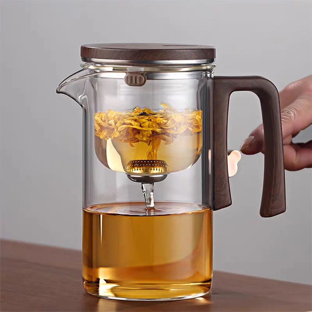 Heat Resistant Glass Tea Pot Kettle Chinese One Click Magnetic Switch Kung Fu Teawear Set Borosilicate Thickening Heatable Pot