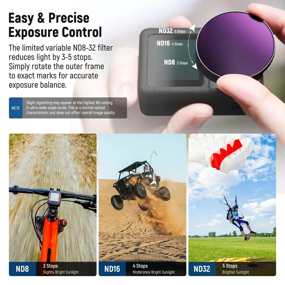 ل NEEWER FL-53 4 1 ND مجموعة الملحقات ل Osmo Action 5 Pro/4 متغير ND8-32 CPL الأسود ضباب نشر 1/4 عدسة مرشح #4