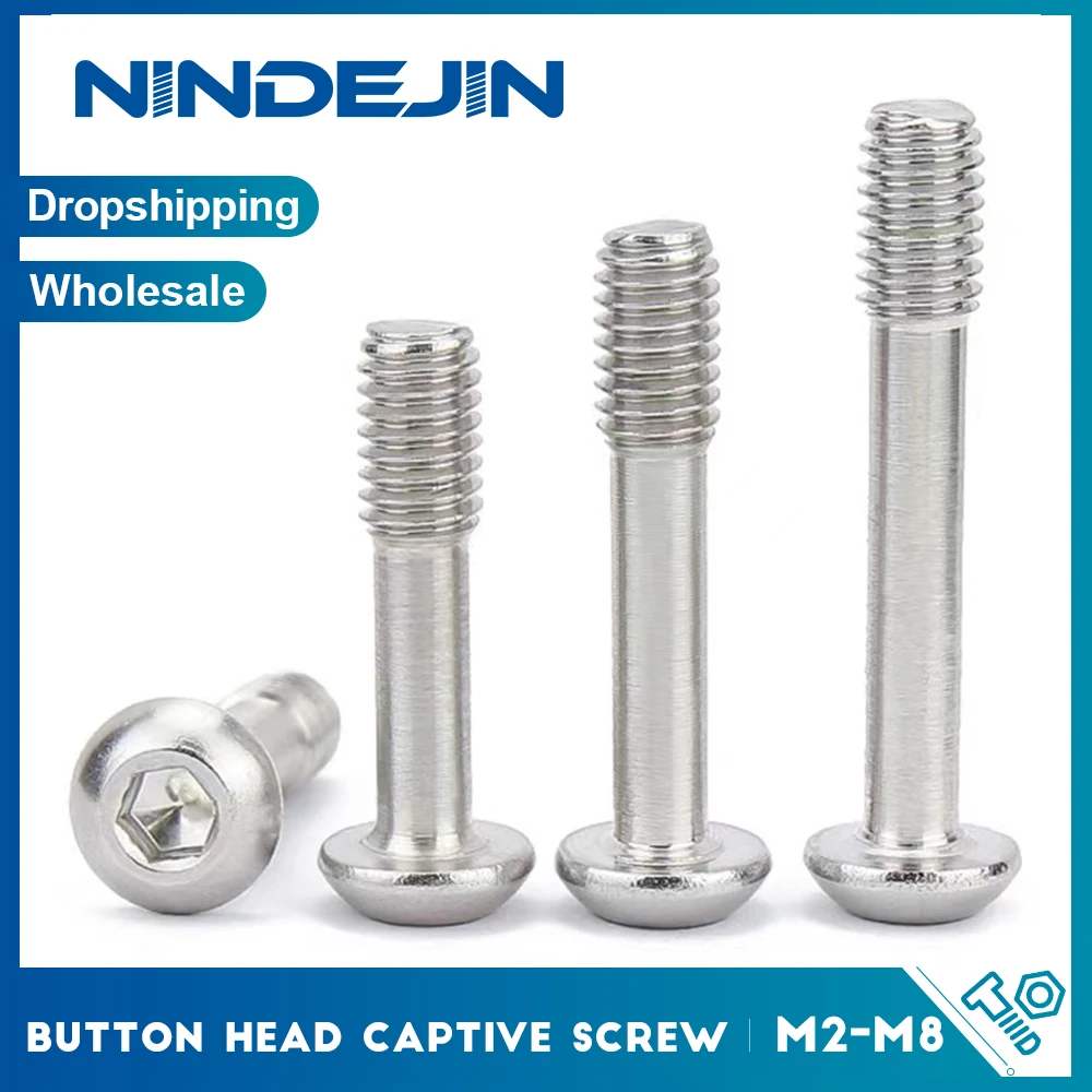 5-20pcs Hex Socket Button Head Captive Screw 304 Stainless Steel M2 M2.5 M3 M4 M5 M6 M8 Round Head Allen Captive Panel Screws