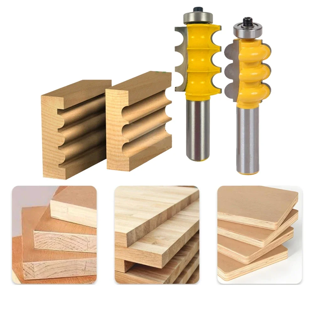 

2pcs Router Bits with 12in Shank Triple Bead Column for Tenon Milling Cutter Offering Controlled and Efficient Wood Cutting