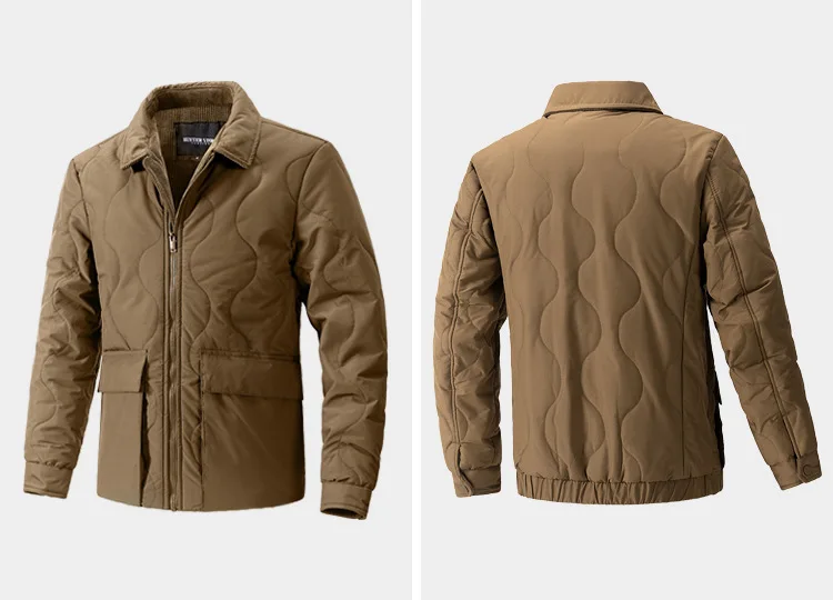 Men Turn-down Collar Multi Pockets Solid Color Simple Basic Daily Casual Trendy Parkas Autumn Winter New Fashion Coats Male Tops