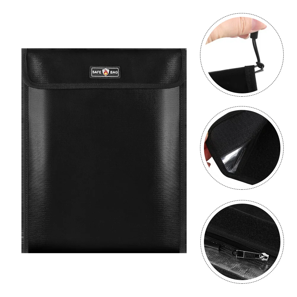 

Fireproof File Bag Waterproof 1000°C Heat Resistant Silicone Fiberglass Pouch For Documents Wallet Phone Multifunctional Storage