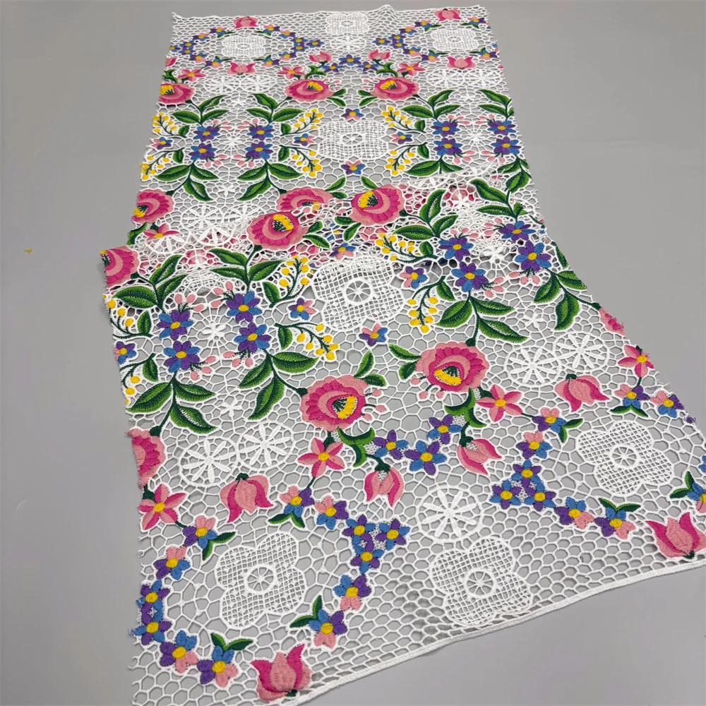 Neuer Stil Nigerianischer Spitzenstoff 2026 Hochwertige Wasserlösliche Bestickte Modische Weiche Spitze 5 Yards – Detail 11