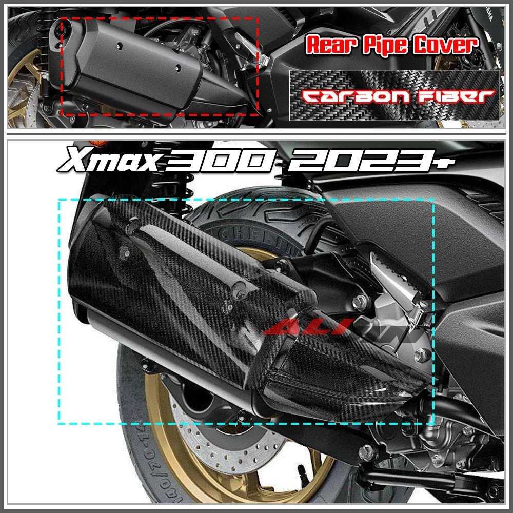 

100% Carbon fiber For YAMAHA Xmax 300 Xmax300 2023+ 2024 Motorcycle Exhaust Pipe Protector Heat Shield Guard Anti-Scalding Cover