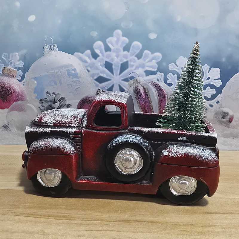 جديد حار بيع عيد الميلاد سيارة حمراء شجرة عيد الميلاد الديكور تمثال عيد الميلاد عطلة الراتنج الحرف
