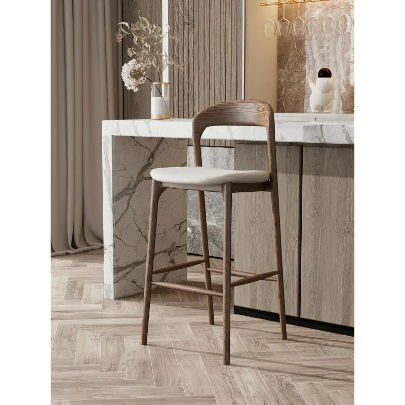 

Bar Chair Backrest High Chair Walnut Home Bar Chair