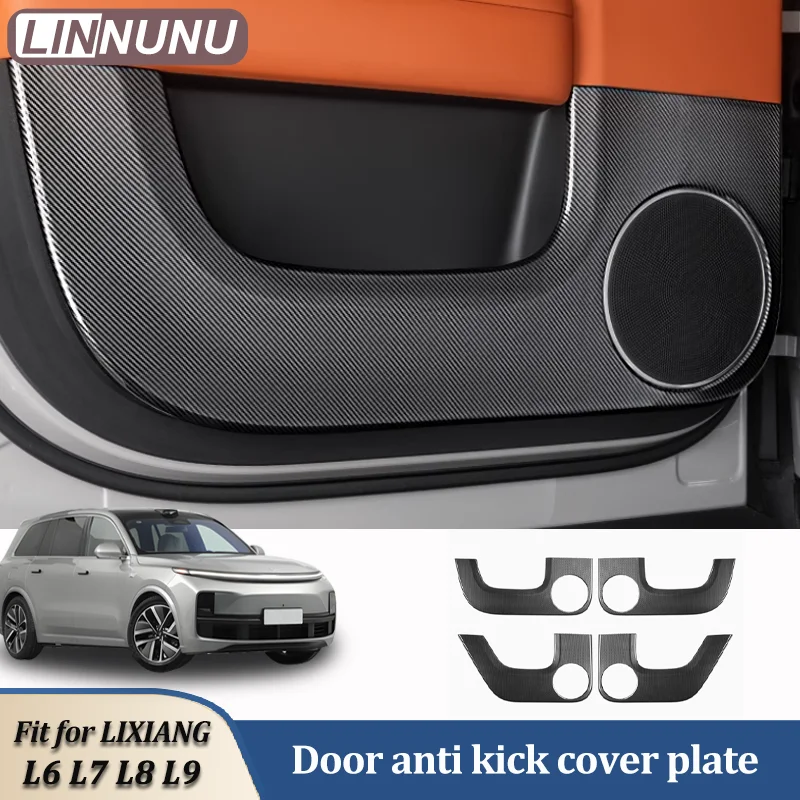 Linnunu Fit for Lixiang L6 L7 L8 L9 Car Decoration Supplies Door Anti-Kick Cover Car Door Carbon Fiber Pattern Anti-Scratch Protective Pad Environmentally Friendly Abs Material Anti-Kick Pad Car Interior Accessories