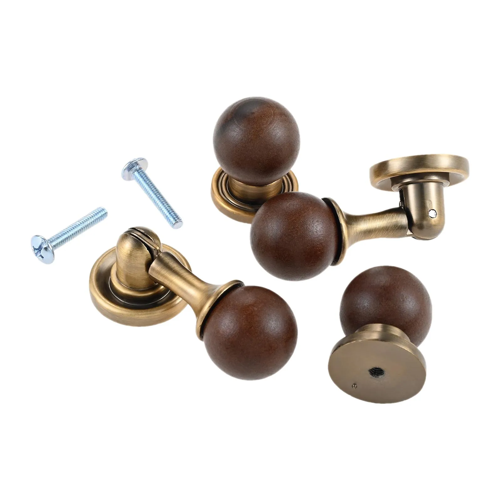 4pcs Retro Handle w/screw Round Ball Knob Pendant Pull Antique Fine Workmanship Decor Kitchen Cabinet Study Room Office Drawer