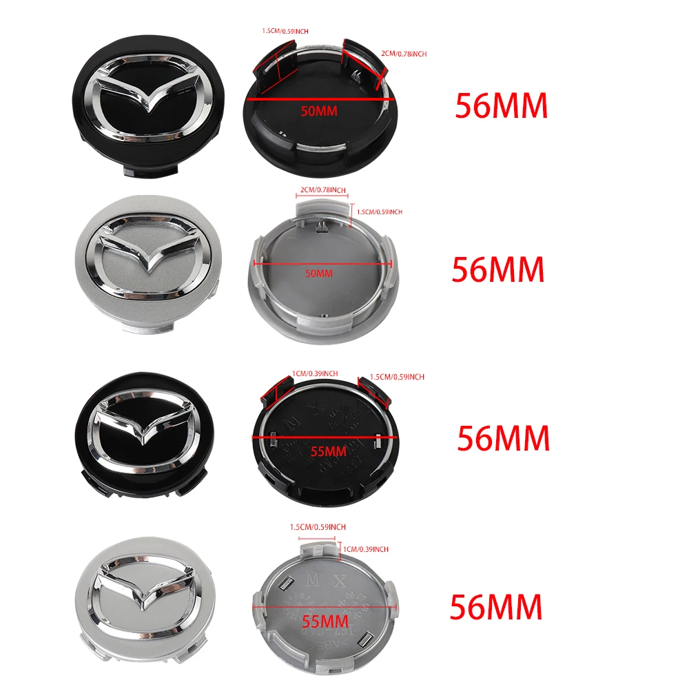 For Mazda 6 Speed MS RX8 MX3 MX5 Axela Atenza CX-3 CX-4 CX-5 CX-8 Car 56mm Metal Car Tyre Steering Wheel Center Hub Cap Sticker