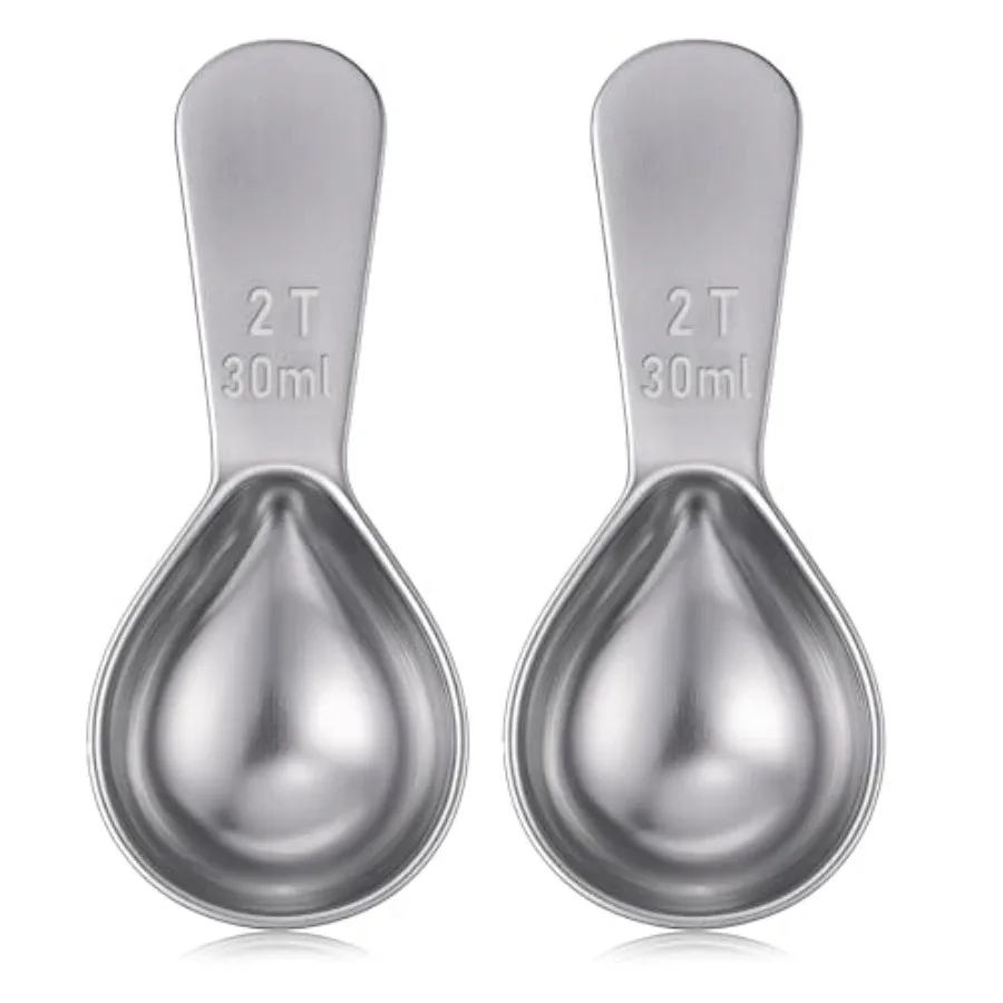 

2 Pcs 2 Tbsp Scoop Stainless Steel 2 Tablespoon Capacity 30ml Short-Handled Coffee Scoop for Ground Coffees Ideal for Compact S