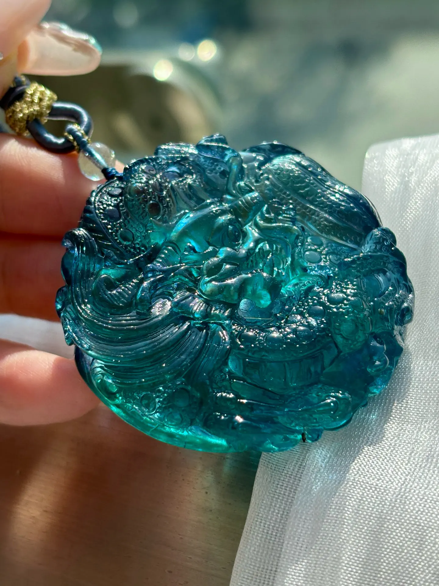 

Natural Blue Aquamarine Pendant Dragon Blue Aquamarine Brazil 53x14.5mm Women Fashion Jewelry AAAAAA