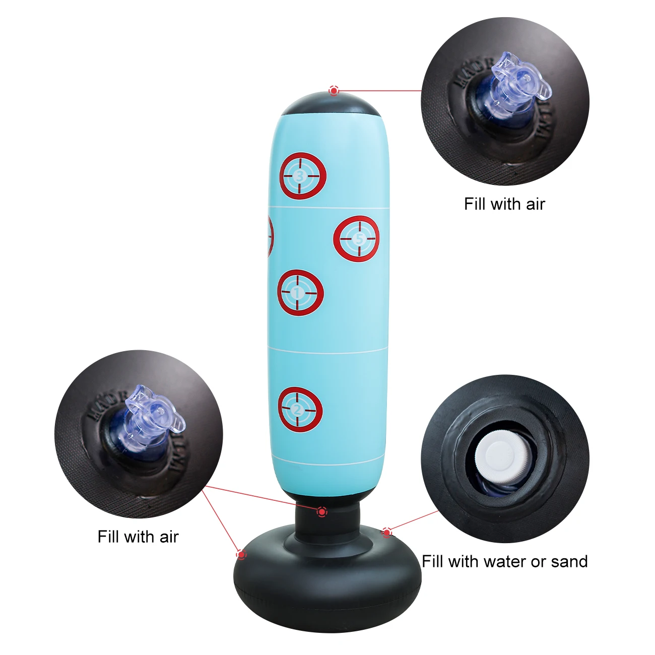 Vaso de boxeo inflable de PVC, ficticio para entrenamiento seguro, promueve la flexibilidad de la coordinación para ejercicio al aire libre en el hogar, 1 ud.