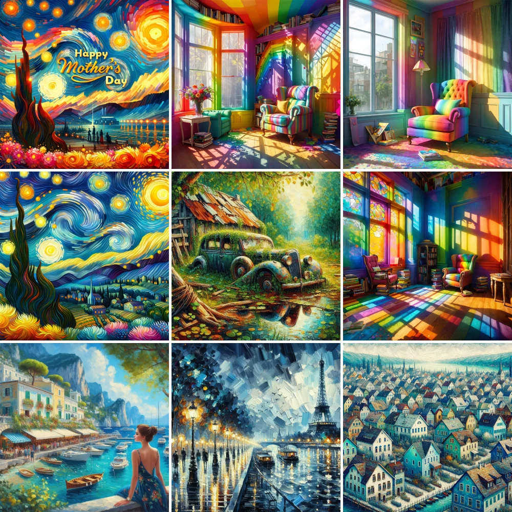 

Landscape Fantasy House Cross-Stitch Full Kit Embroidery Handicraft Knitting Hobby Handiwork Promotions Room Decor Different