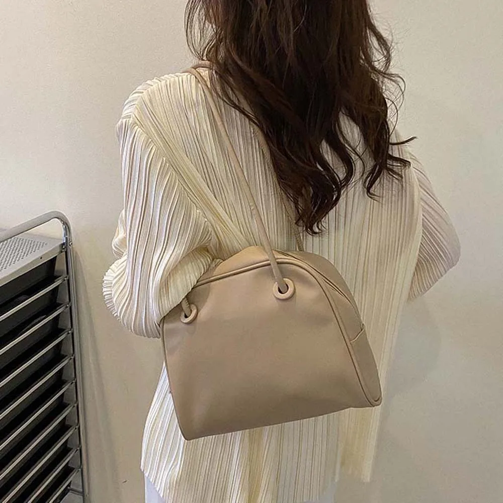 

Elegant Soft PU Tote Bag Large Capacity Anti-splash Water Square Underarm Bag Black French Style Solid Color Shoulder Bag School