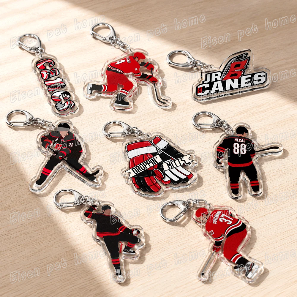 Sports Hockey Player Keychains for Accessories Bag Charm Hurricanes Nhl Carolina Keyring Jewelry Fans Friends Gifts