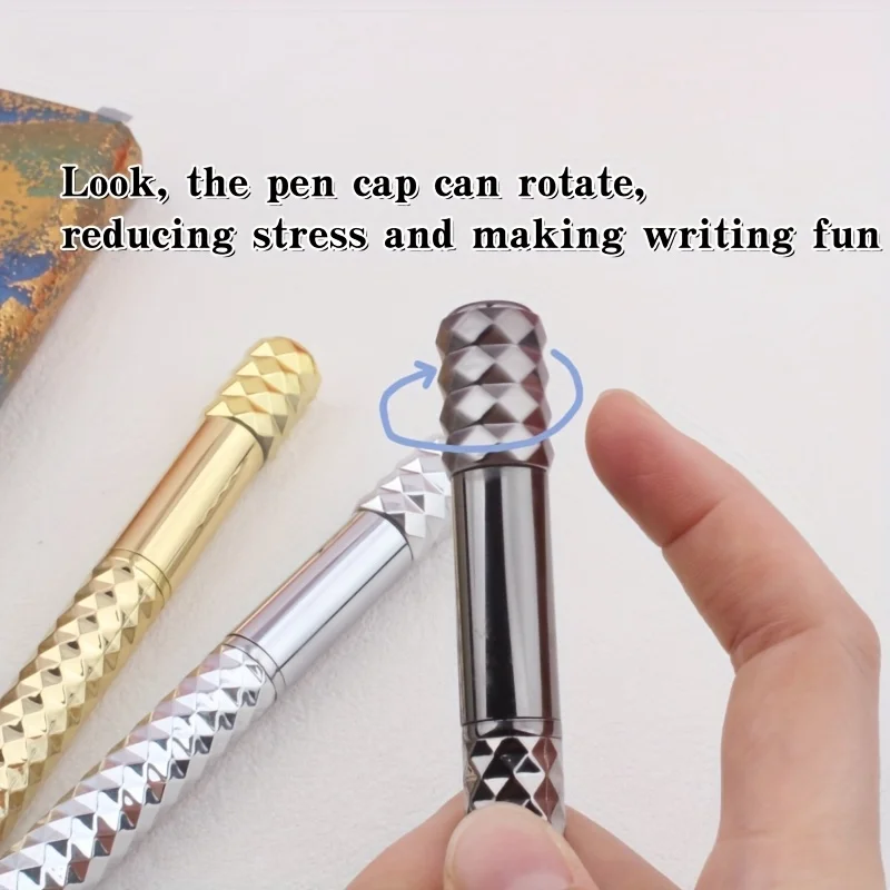 1 unique decompression ballpoint pen makes writing fun Full body metallic texture can be rotated for decompression