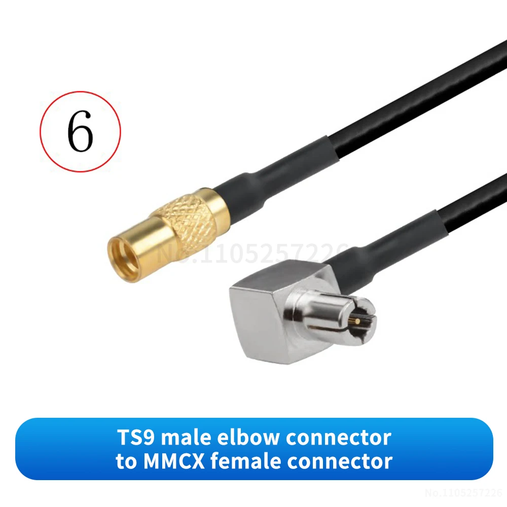 (1 pcs) TS9 to MMCX Male / Female Adapter (RG316 Black RF Adapter Cable) TS9 to MMCX Extension Cable