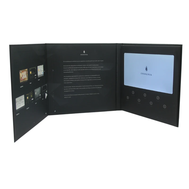 custom.10 inch lcd video booklet video brochure white cardboard brochure with lcd screen video player