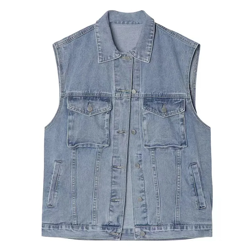 سترة الرجال الربيع النسخة الكورية فضفاضة العصرية المتناثرة نمط Ins الشارع سترة دون أكمام #5