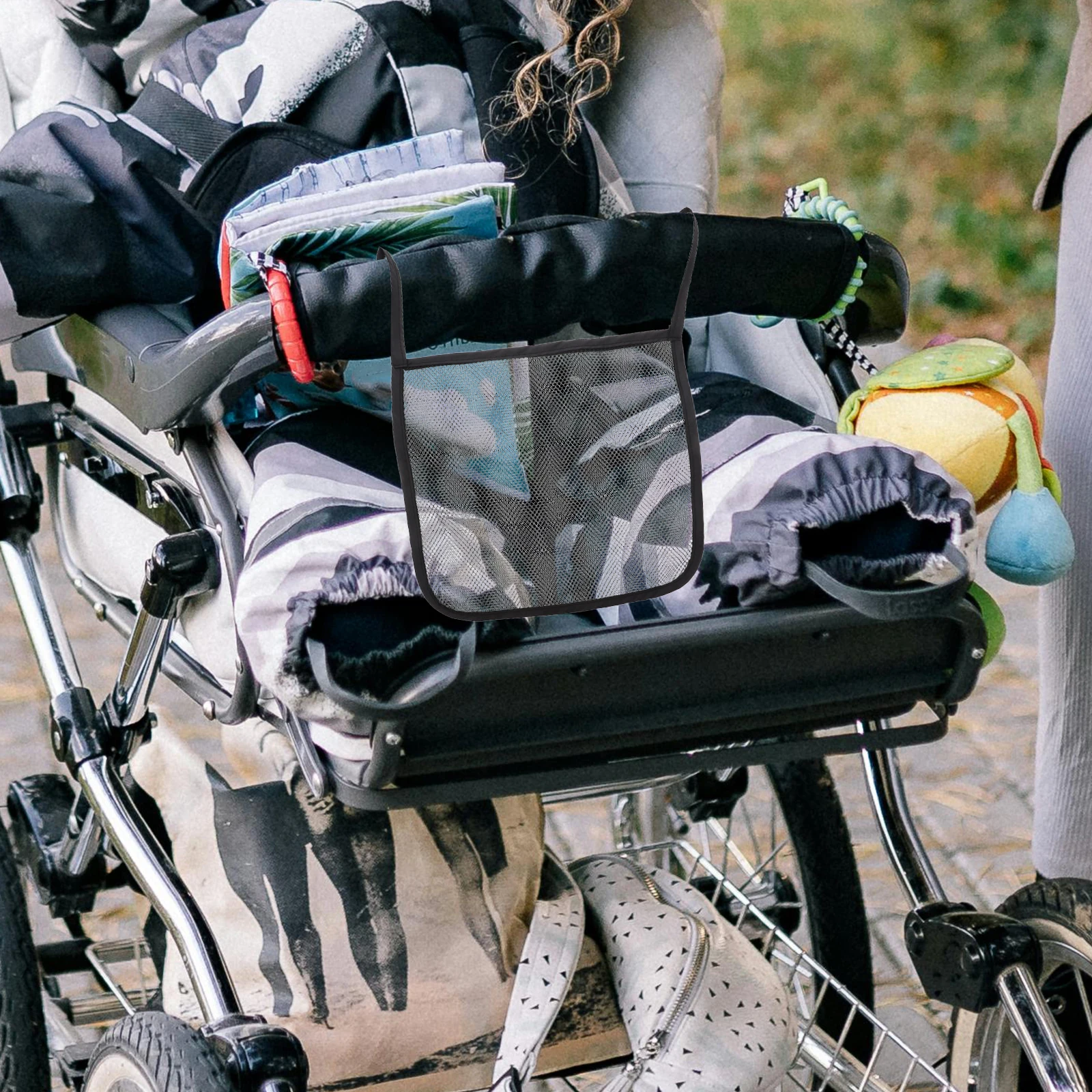

2pcs Stroller Storage Hanging Mesh Organizer for Baby Pram Portable Side Sling Bag Lightweight Travel Net Bag with for Outdoor
