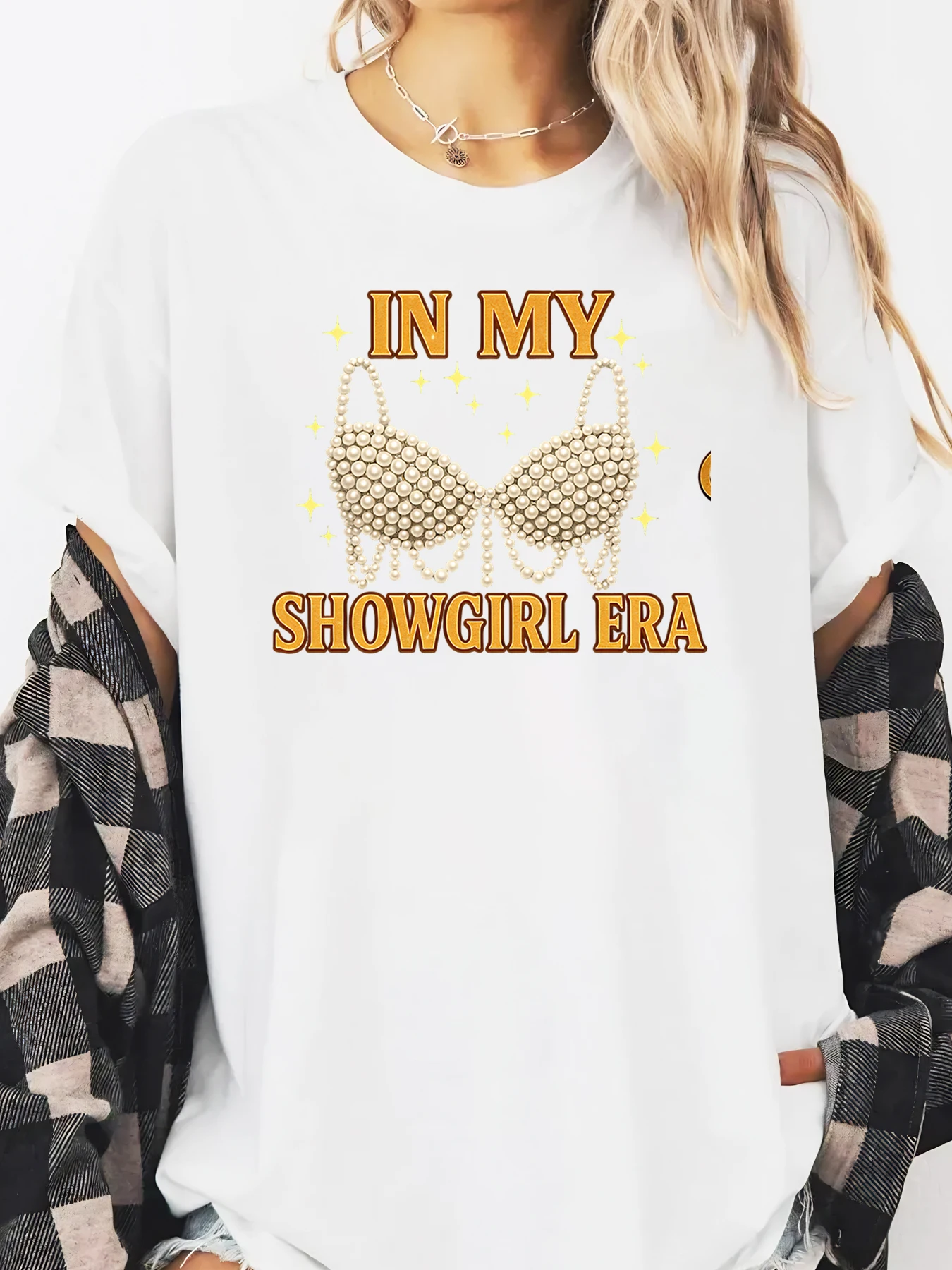 パールブラインマイショーガール時代プリントTシャツハロウィン女性カジュアルパーティーウェアホワイトプラスサイズ