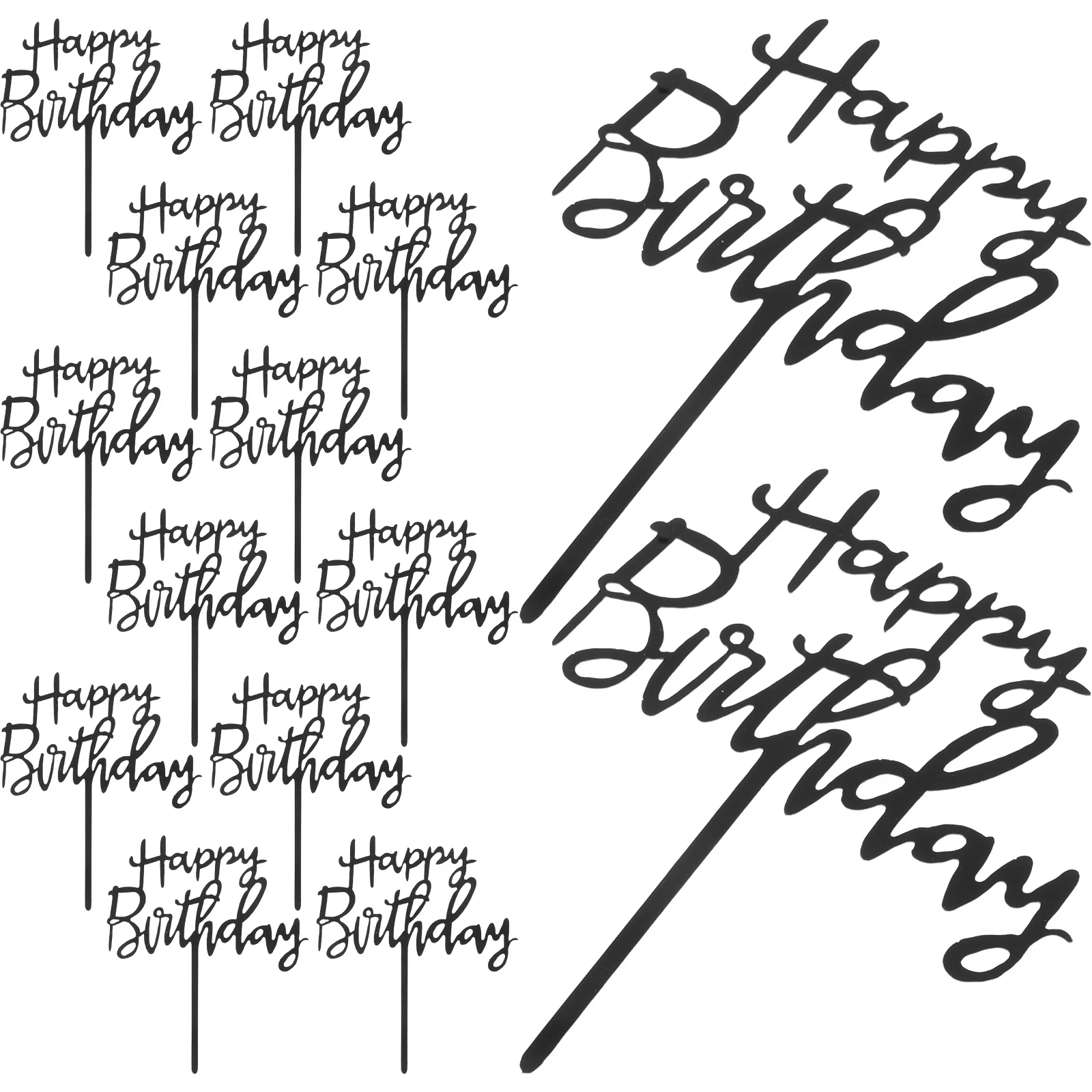 

50Pcs Acrylic Birthday Cake Toppers Elegant Happy Birthday Decorations Lightweight Party Cake Insert Picks Dessert