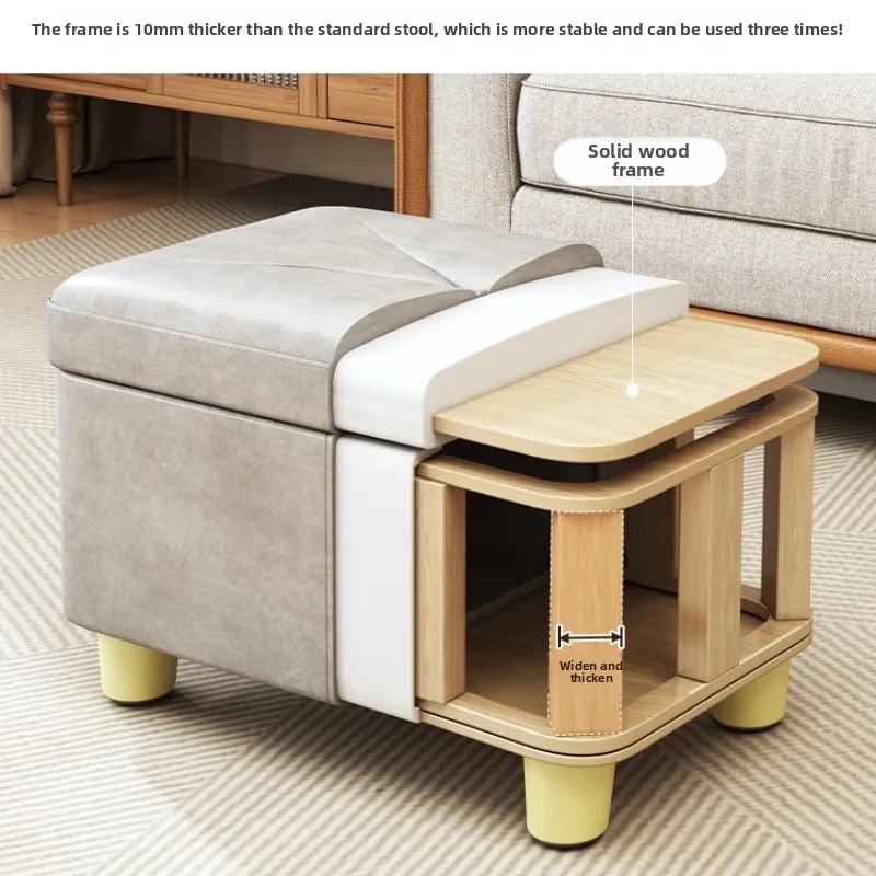 ‌Storage Ottoman Bench - Multi-Functional Entryway Shoe Stool, Velvet Coffee Table Seat with Hidden Compartment