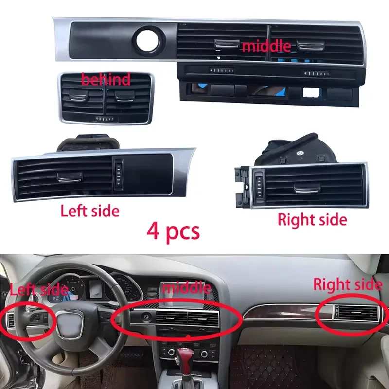 Front Rear Center Console AC Air Vent for Audi A6 S6 RS6 C6 2005-2011 OE 4F1820902D 901D 951F Auto Interior Replacement Part