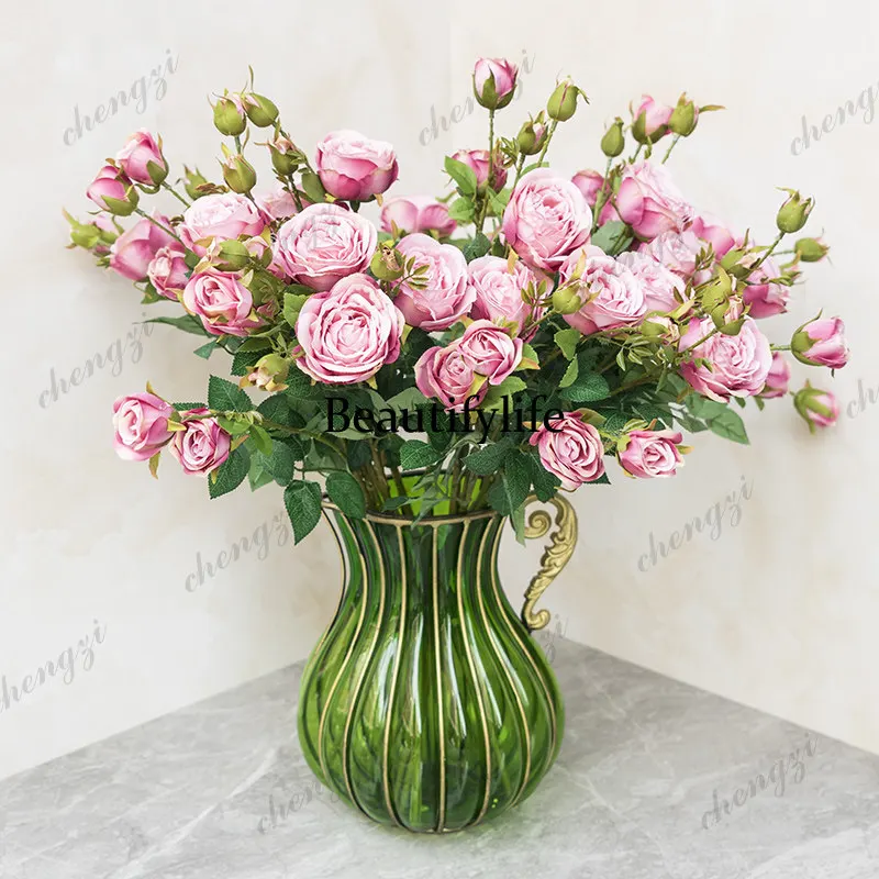 29CM water bottle-shaped glass vase creative European-style countertop flower arrangement hydroponic transparent vessel