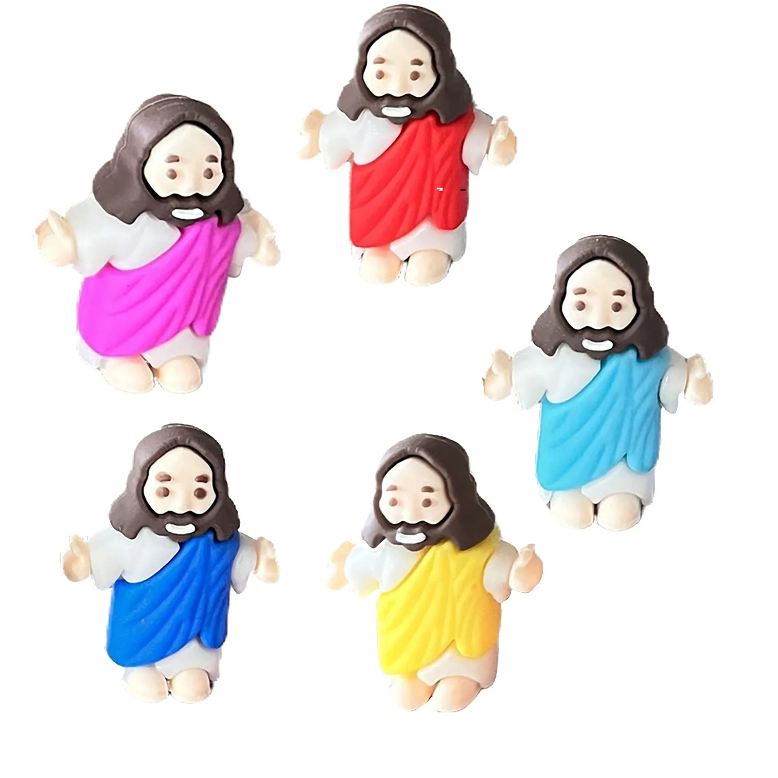 5/10/15/40pcs Mini Jesus Statues Rubber Table Religious Figures For Christmas Easter Party Home Decoration Craft Small Sculpture