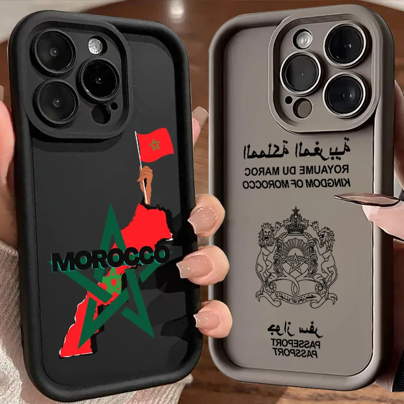 Funda de silicona suave con diseño de bandera de Marruecos para iPhone 17 11 15 16 13 Pro Max 14 Plus 12 Pro 16E 17AIR, funda de teléfono a prueba de golpes