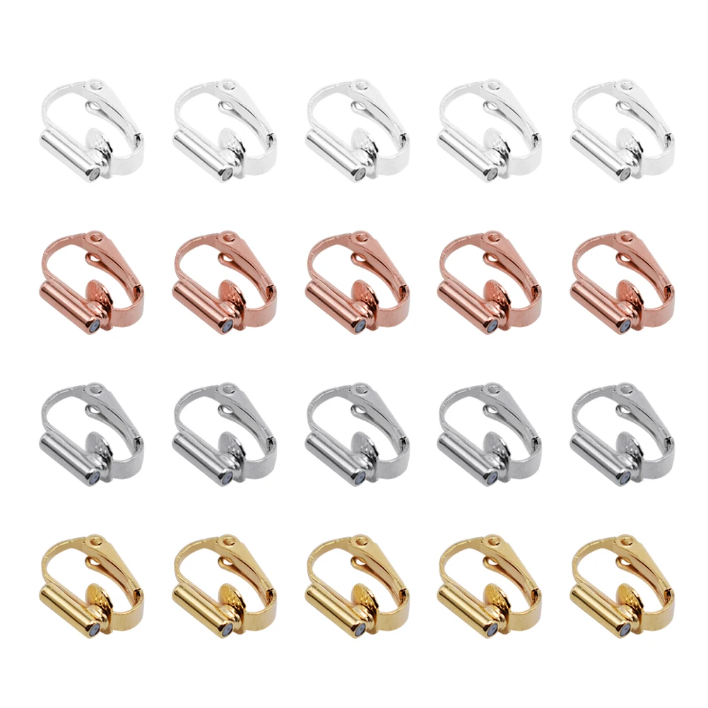 

20 Pieces Ear Clip Converters Clear Earrings Accessories Non Allergic DIY Pins Brass Easy to Wear Popular Jewelry