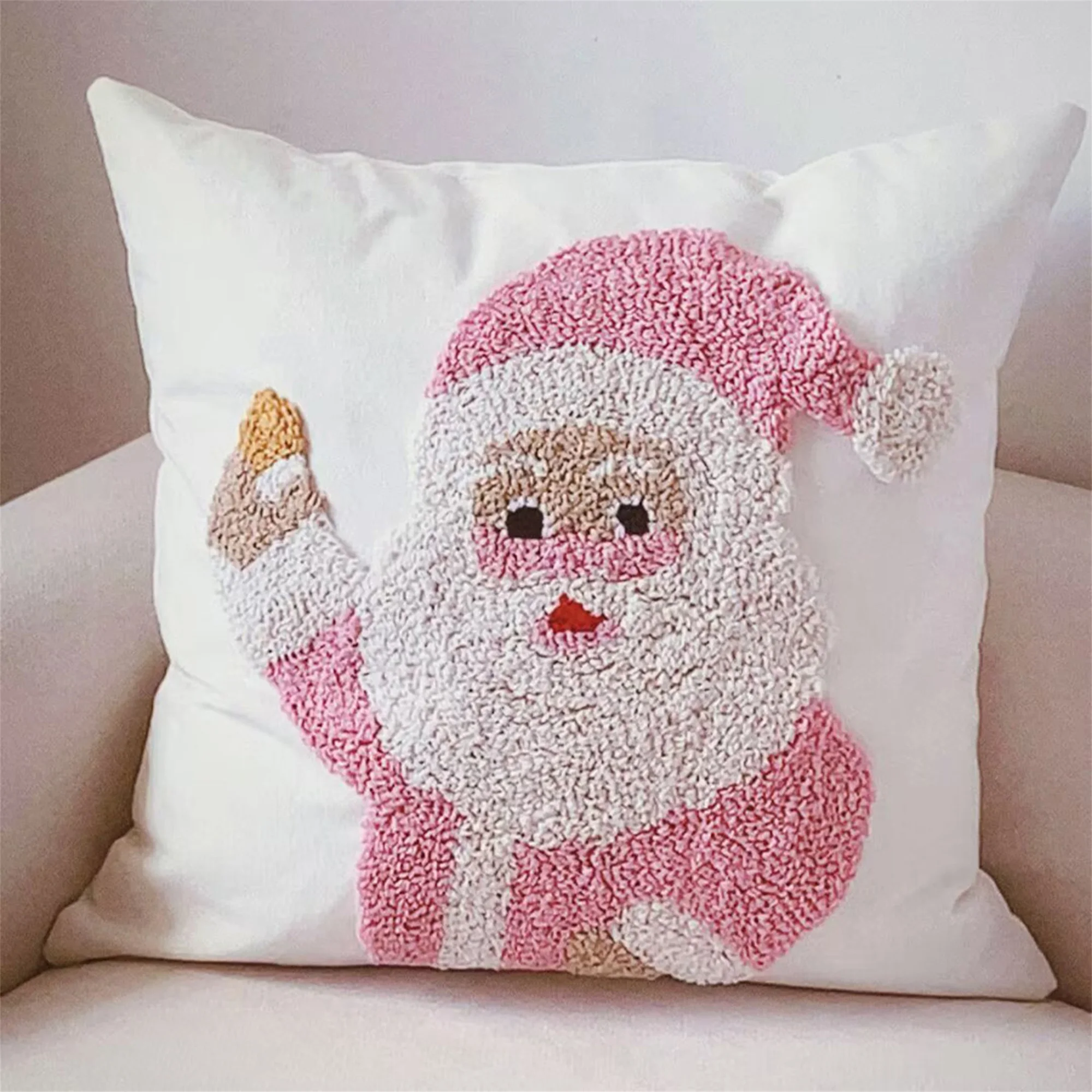 

Christmas Pillow Cover Set with Festive Snowflake Santa Claus and Elk Embroidery - Decorative Pillowcase for Sofa Couch and