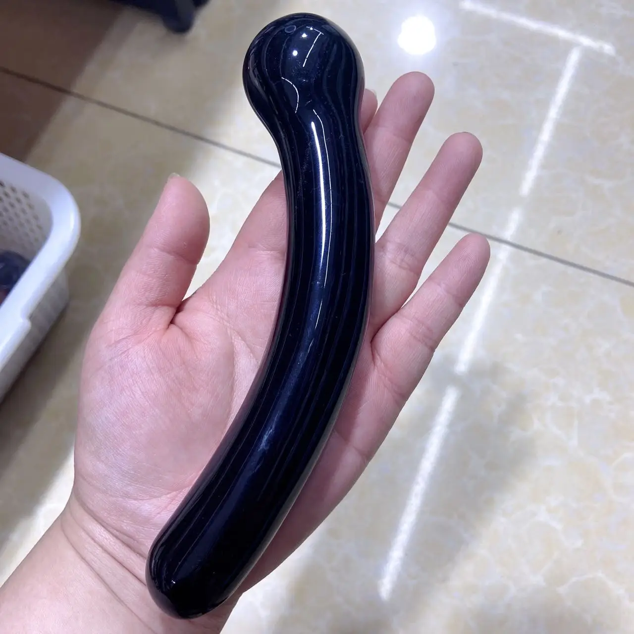 18cm Black Obsidian Yoni Massage Wand Magic Crystal Face Care Pleasure Stick For Women Body Massage Kegel Exercise Hearth Care