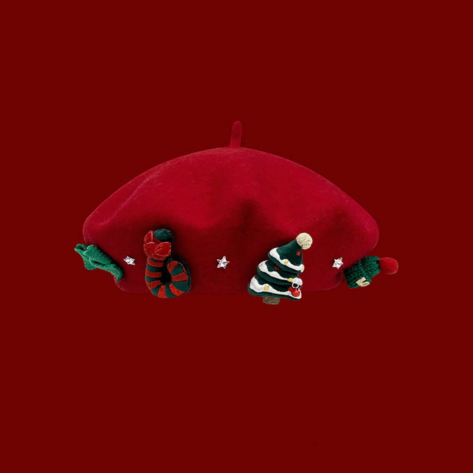 Christmas Element Headwear Christmas Wool Beret Hat French Beret Cap for Women And Girls for Cosplay Costume Christmas 5