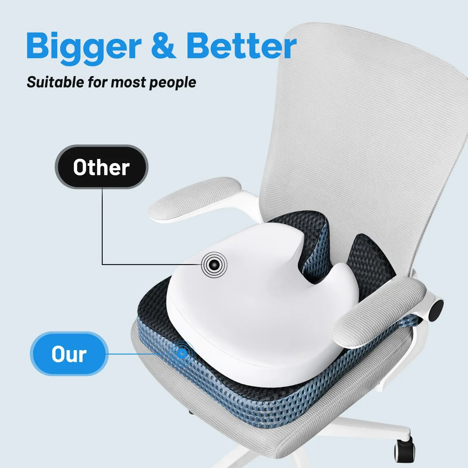 U-Shaped Memory Foam Coccyx Seat Cushion 4D Mesh Orthopedic Tailbone Pressure Relief Non Slip Chair Pad Office Car Wheelchair